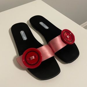 AUTHENTIC PRADA SATIN BUTTON SANDAL